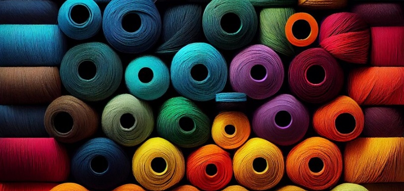 Spools of coloured yarn